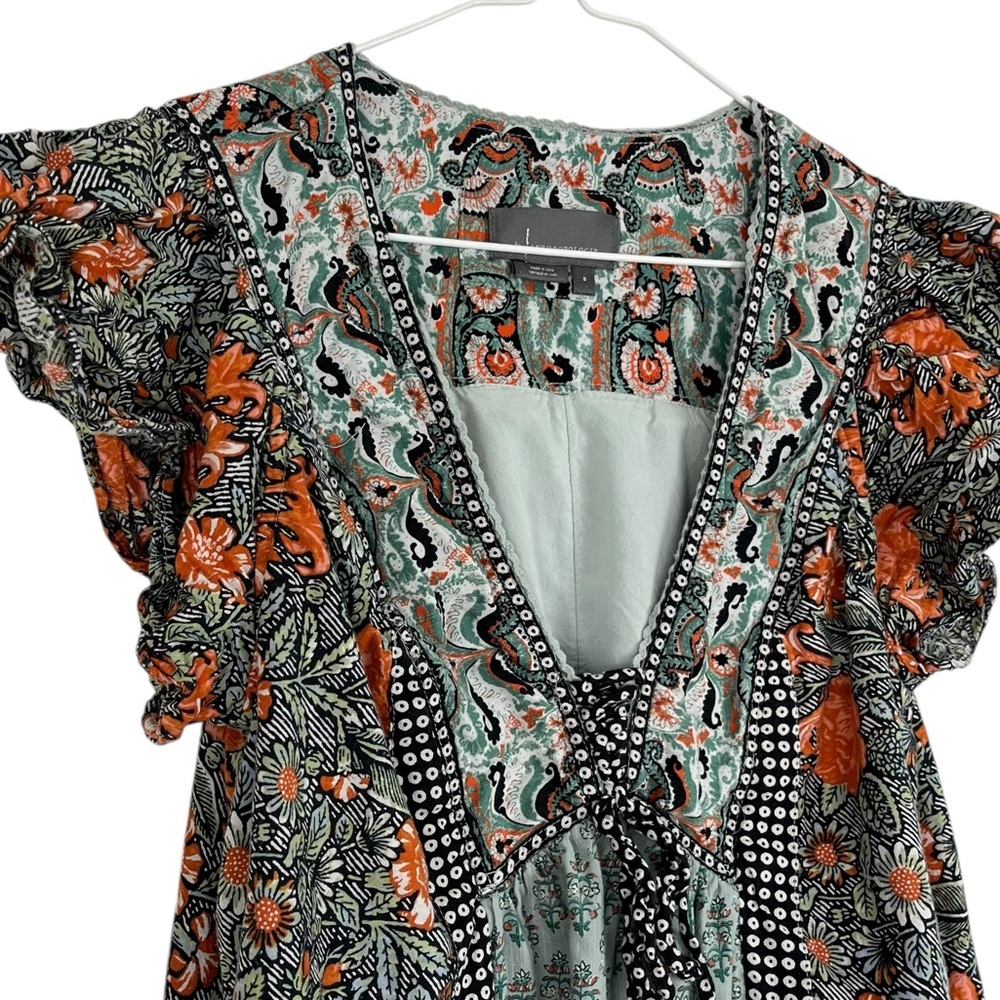 By Anthropologie Astrid Tunic Dress Flutter Sleeve Boho Floral Peasant Style SM - Picture 4 of 12
